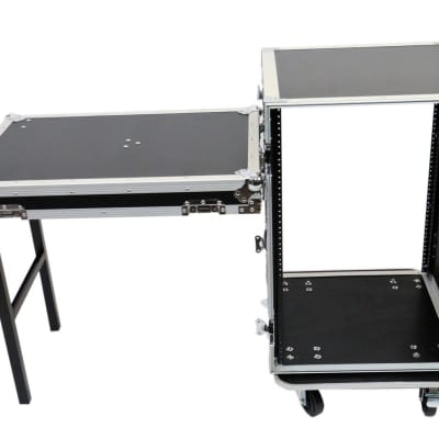 OSP RC16U-20SL 16 Space ATA Amp Rack w/Casters and Attached Utility Table image 1