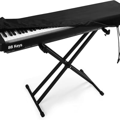 Home Studio 88-key piano keyboard dust cover, compatible with Yamaha PSR-EW425, Genos2, Roland V-COMBO VR-730, elastic cord lock, daily dustproof pet hair protection (black)