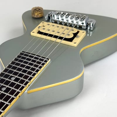 Erlewine Chiquita Travel Guitar, "Inca, Luna or Frost?" 1990 - Silver/Blue image 13