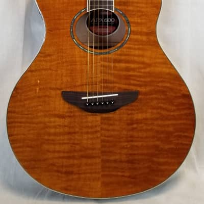 Yamaha APX600FM AM Flame Maple Top Thinline Cutaway Acoustic-Electric Guitar Built in Tuner, Amber image 4