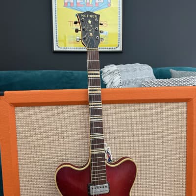 Vintage 1963 Hofner Verithin Cherry Red Hollow Archtop Electric Guitar *1960s* image 10