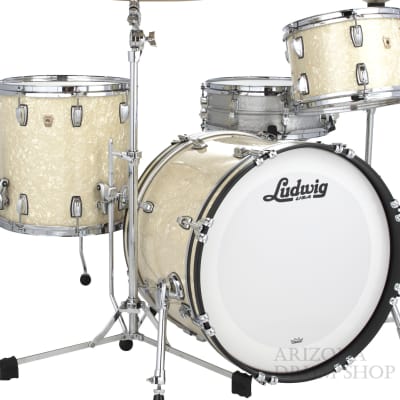 Ludwig Classic Maple Downbeat Vintage White Marine 3-piece Shell Pack 12/14/20 - NEW image 2