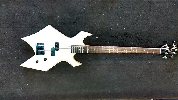 BC Rich Warlock NJ Series Bass Guitar~White~LA Cali.USA Plate~80's