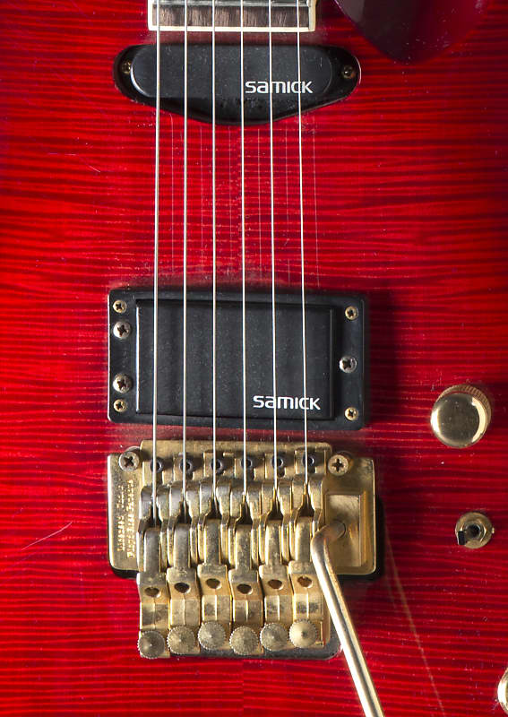 Samick KJ-640 1990 Red see through tiger maple top 1990