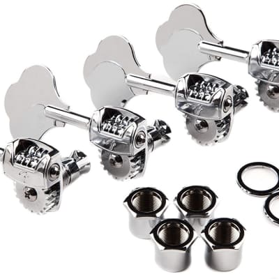 Genuine Fender Left-Handed LEFTY American Std/Deluxe Bass Tuners Set, CHROME image 4