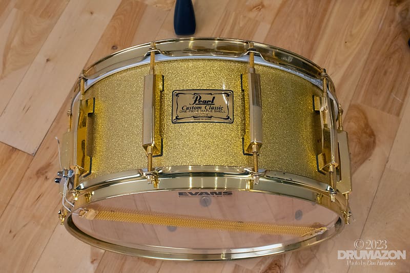 PEARL CUSTOM CLASSIC SERIES 14 X 6.5 HAMMERED BRASS SNARE DRUM, MADE I –  Drumazon
