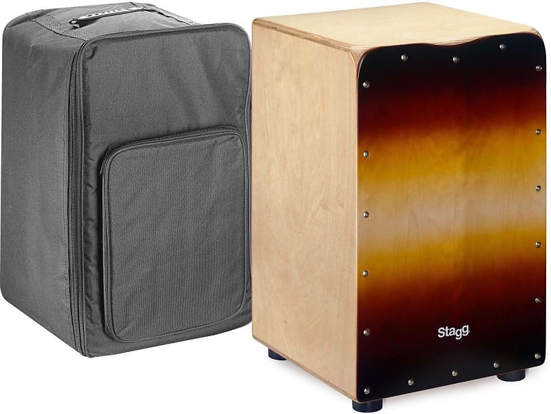 Stagg Medium Sized Sunburst Cajon Drum With Bag - Model | Reverb