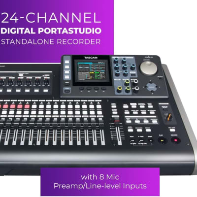 Tascam DP-24SD 24-Track Digital Portastudio Multi-Track Audio Recorder , 8 XLR Inputs, Effects, Mastering, Color Screen image 2
