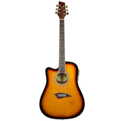 K2LTSB Kona K2 Series Left-Handed Thin Body Acoustic Electric Guitar - Tobacco Sunburst for sale