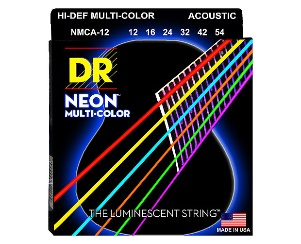 DR NMCA-12 NEON Hi-Def Coated Acoustic Guitar Strings - Medium (12-54) image 2
