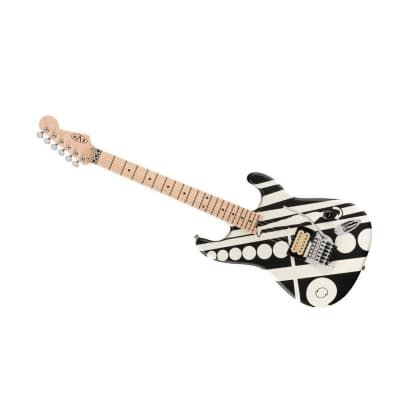 EVH Striped Series Circles 6-String Right-Handed Electric Guitar with Basswood Body and Maple Fingerboard (White and Black) image 5