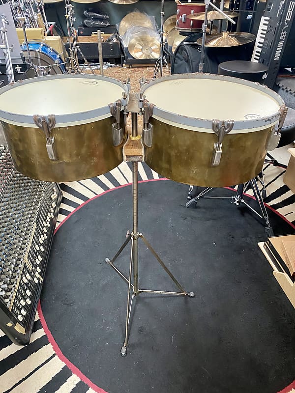 Leedy Timbales 40's/ 50's Brass 13"+14" Reverb