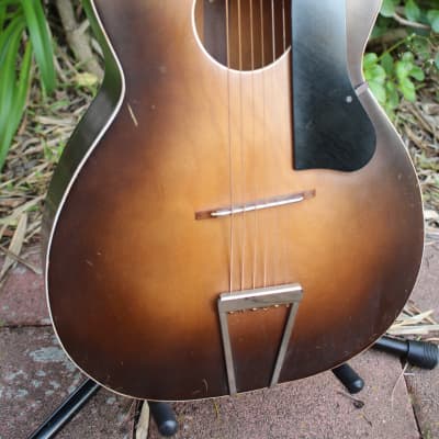 Vintage 1930s Victoria Roundhole Archtop by Harmony USA Project w/ Case image 4