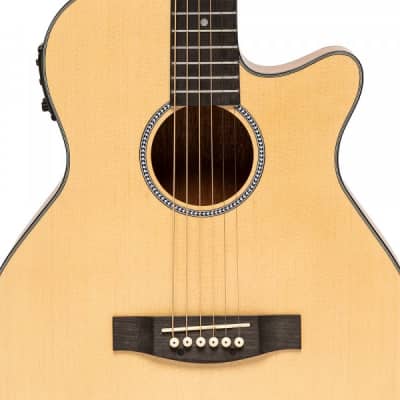 Stagg SA25 ACE SPRUCE Auditorium Cutaway Spruce Top Okoume Neck 6-String Acoustic-Electric Guitar image 4