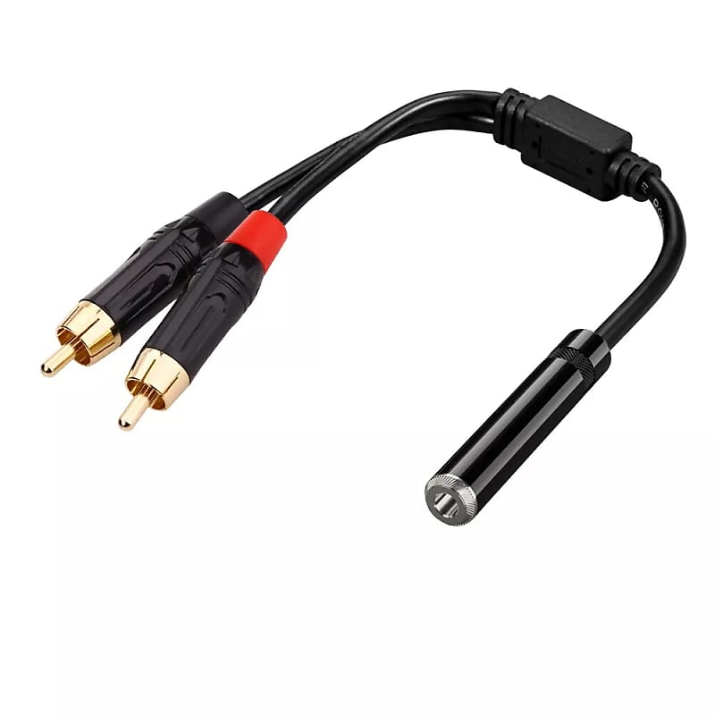 Ts 1/4" Female Mono To Dual Rca Male Mono Splitter Y Cable Interconnected Cable image 1