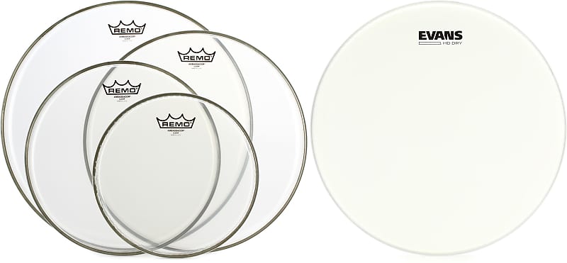 Remo Ambassador Clear 4-piece Tom Pack - 10/12/14/16 Inch | Reverb