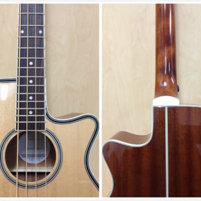 3/4 Size Haze FB-711BCEQ/N 4-String Electric-Acoustic Bass Guitar Natural + Free Gig Bag image 1