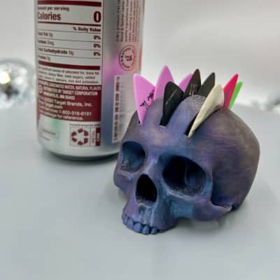 Mohawk Skull Pick Holder - Chameleon Color Shift Limited Edition-Regular / Purple/Blue image 3