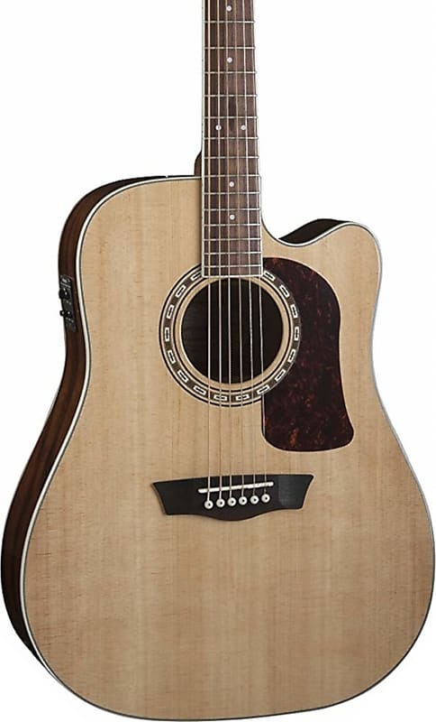 Washburn HD10SCE Dreadnought Cutaway Acoustic-Electric Guitar, Natural image 1
