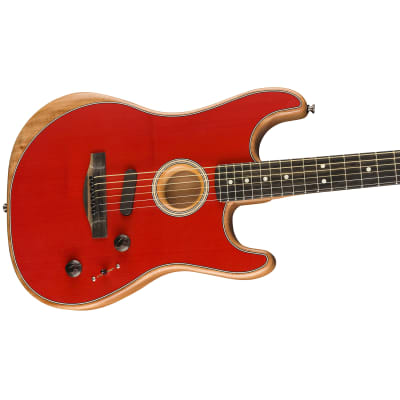 Fender American Acoustasonic Strat Guitar, Ebony Fretboard, Dakota Red (B-STOCK) image 3