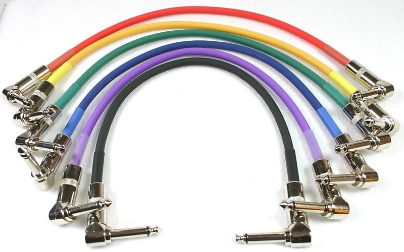 6-PACK Kirlin Color-Coded 1' Foot Ft Patch Cord Cable Right-Angle Metal Nickel image 1