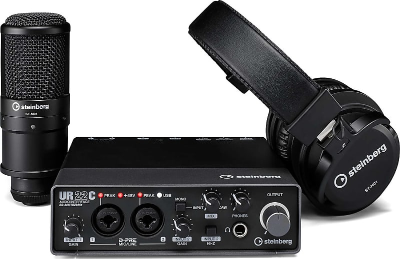 Steinberg UR22C USB-C Audio/MIDI Interface Recording Pack, Gray/Black image 1