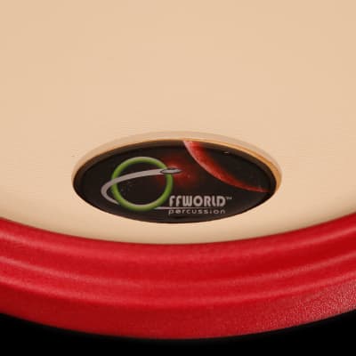 Offworld Percussion Invader V3R-GR Natural Tan Rubber Top, Red Rim & Mars Logo image 3