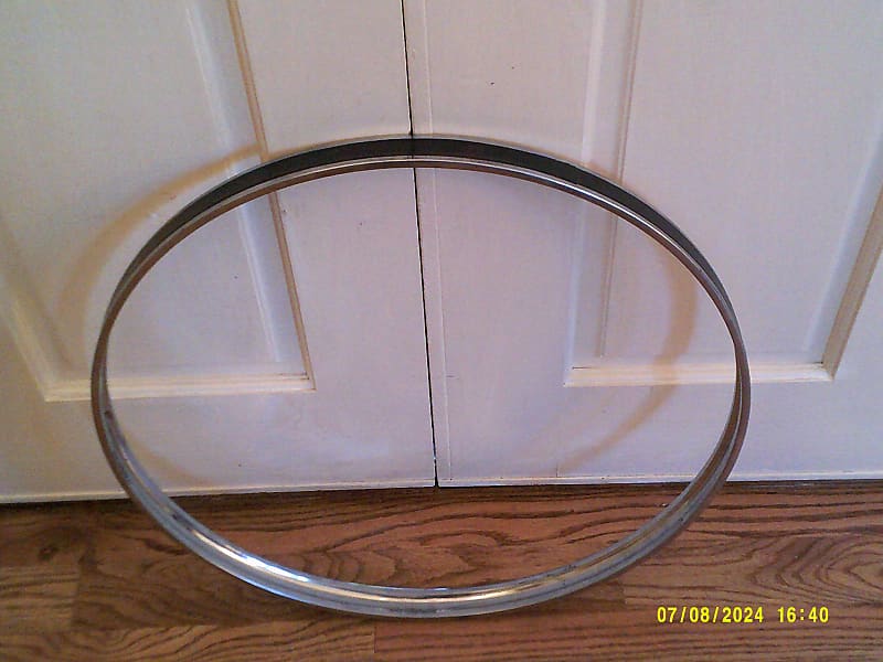 Pearl Vintage 24 Inch Bass Drum Hoop, Chrome Hoop, Black Inlay - Excellent! image 1