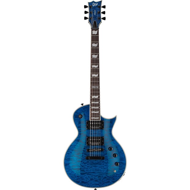 ESP LTD EC-1000 PIEZO QM See-thru Blue Electric Guitar (LEC1000PIEZOQMSTB) image 1