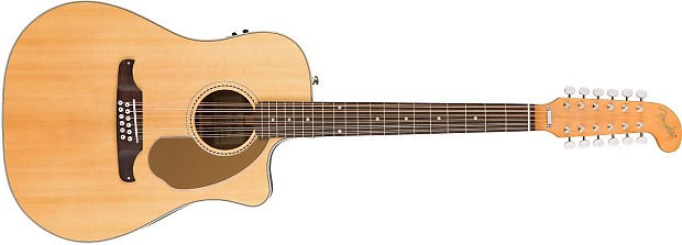 Fender Villager SCE 12-String Solid Spruce/Mahogany Cutaway Dreadnought w/ Electronics Natural image 2