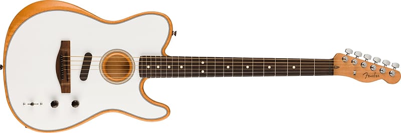 Fender Acoustasonic Player Telecaster Guitar Rosewood Fingerboard, Arctic White with Deluxe Gig Bag image 1