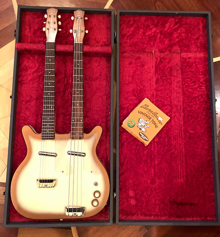 ORIGINAL VINTAGE 1959 Danelectro 3923 Doubleneck Electric Guitar & Bass w/  Original Hard Case