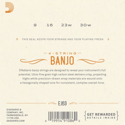 D'Addario EJ63 Tenor Banjo Strings, Nickel, 9-30 image 3