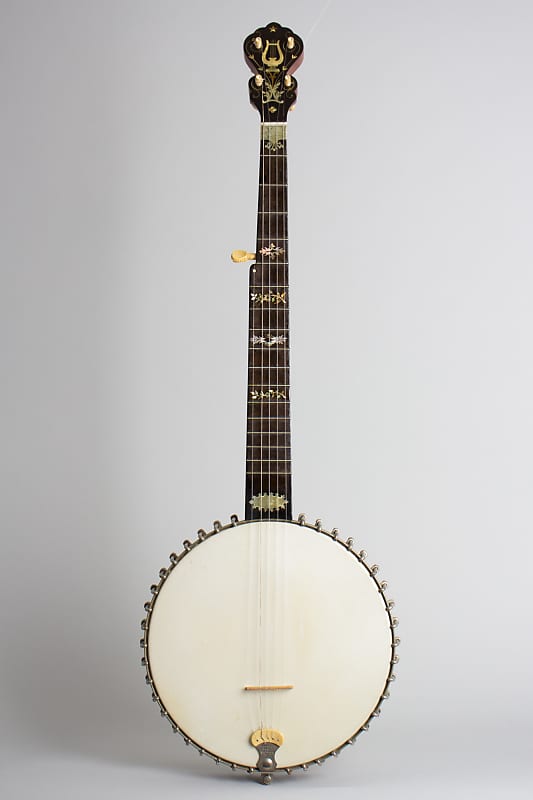 George C. Dobson  Victor Superior 40 bracket 5 String Banjo,  c. 1888, black gig bag case. image 1