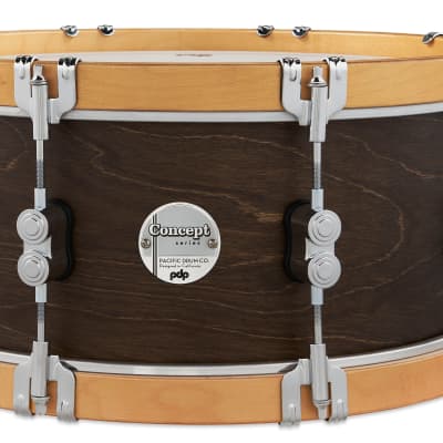 PDP Concept Classic 6.5x14 Walnut Stain Snare with Natural Stain Wood Hoops