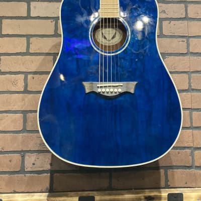 Dean AXS Dreadnought Quilt Ash Acoustic Guitar - Translucent Blue image 1