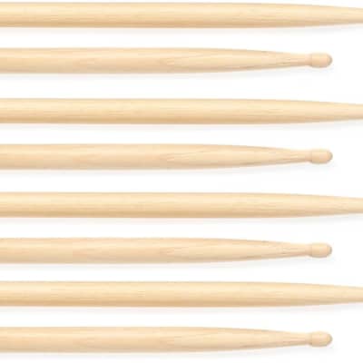 Vater Hickory Drumsticks 4-pack - Los Angeles 5A - Wood Tip  Bundle with Evans EC2 Clear Drumhead - 16 inch image 1