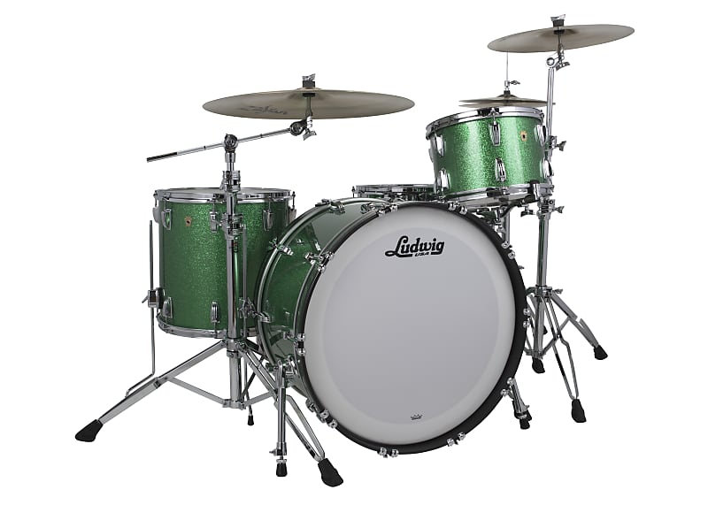 Ludwig Pre-Order Legacy Mahogany Green Sparkle Pro Beat 14x24_9x13_16x16 Drums | Special Order | Authorized Dealer image 1