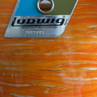 Ludwig 12x15 Mod Orange tom-Blue/Olive Badge-1970(?)-Concert Tom Convert image 7