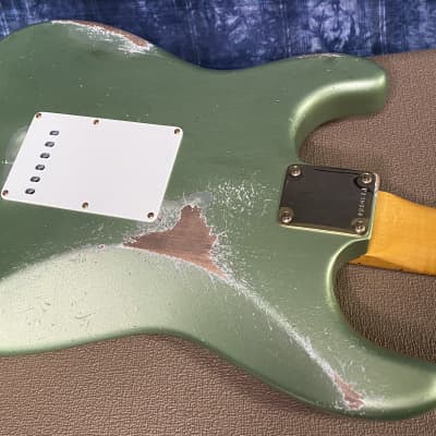 UNPLAYED ! 2024 Fender Custom Shop 1962 Poblano Stratocaster Relic Masterbuilt David Brown - Aged Sage Green Metallic - Authorized Dealer - RARE! Only 7.2 lbs - G02104 - SAVE! image 10