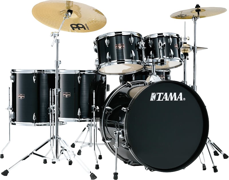 Tama Imperialstar IE62C 6-piece Complete Drum Set with Snare Drum and Meinl Cymbals - Hairline Black image 1