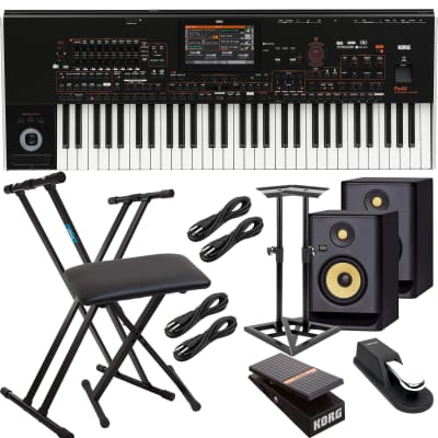 Korg Pa4X-61 61-key Professional Arranger, (2) KRK RP5G4 Monitors, Monitor Stands, Keyboard Stand, Bench, Korg EXP2 Pedal, Sustain Pedal, (4) 1/4 Cables Bundle image 1