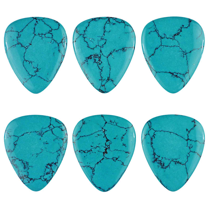 Turquoise Gemstone Guitar Or Bass Pick - Specialty Handmade Stone Exotic Plectrum - 6 Pack New image 1