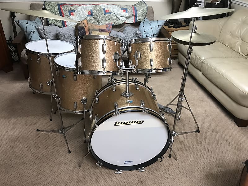 1970 Ludwig 6 PC Big Beat Drum Set with original hardware Reverb