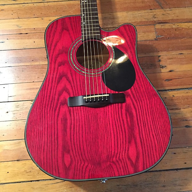 Samick Greg Bennett D4CE Transparent Red Acoustic Electric