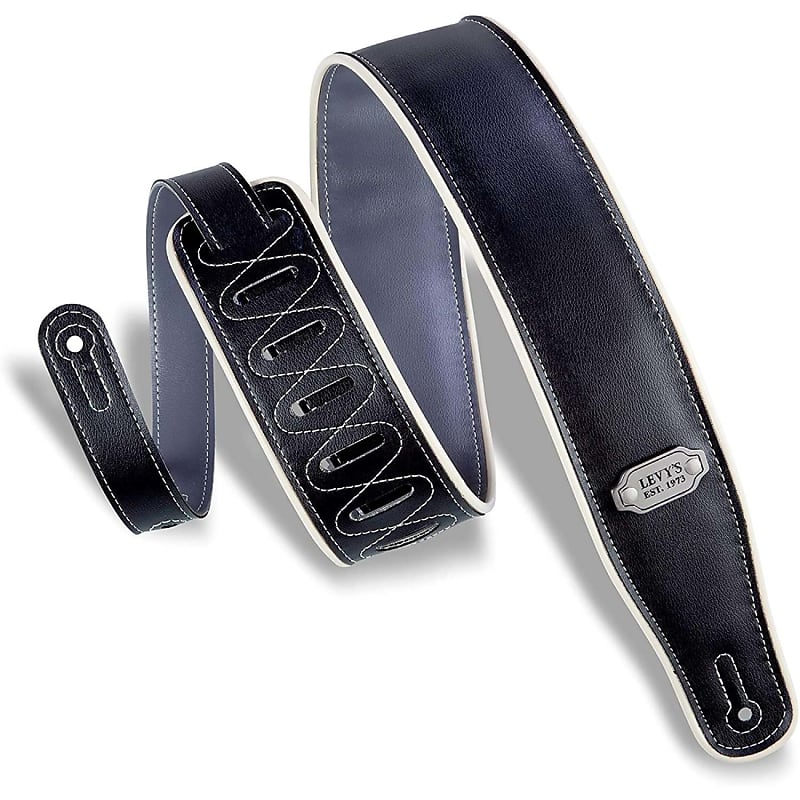 Levy's Leathers 2 3/4" Wide Black / Grey Vinyl Guitar Strap (M26VCPBLK_GRY) image 1