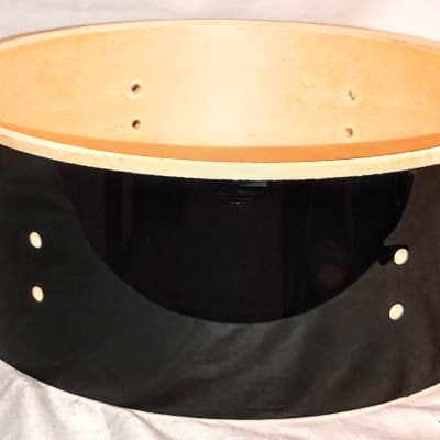Unmarked Utility Snare Drum Shell 12  X 4.5" w/ hoops &batter head-PIANO BLACK WRAP image 7