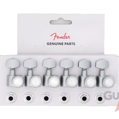 Genuine Fender Locking 2-pin F Strat/Tele Tuners Machines BRUSHED CHROME