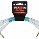 Pig Hog PHLIL6DB Lil' Pigs Right-Angle 1/4" Vintage Daphne Blue Instrument Patch Cables, 6" (3 Pack)