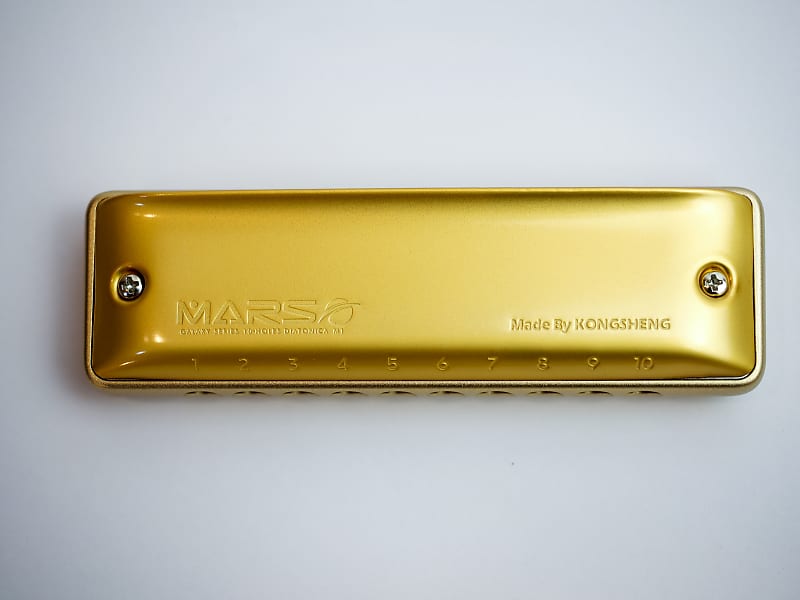 Kongsheng Mars With Aluminum Comb 10 Hole Diatonic Harmonica Gold Comb + Gold Covers Key of E image 1